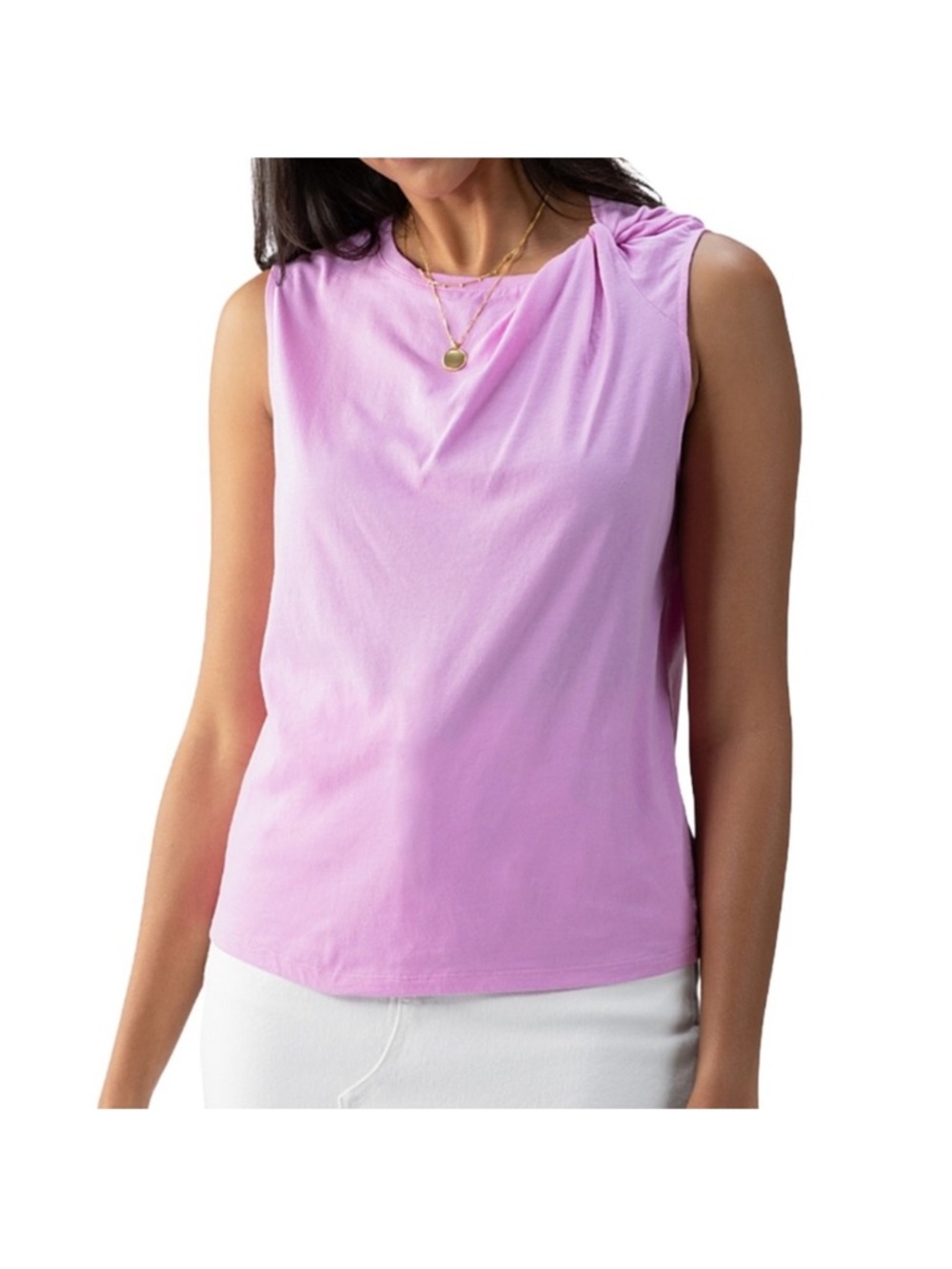 Sanctuary Lilac Sleeveless Organic Top Draped Shoulder Knot NEW Tank